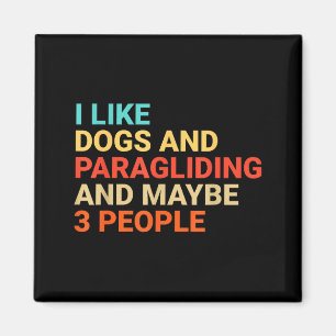 Retro I Like Dogs And Paragliding Lover Funny Para Magnet