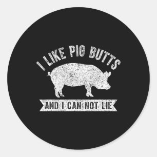 Retro I Like Pig Butts And I Can Not Lie Funny Bbq Classic Round Sticker