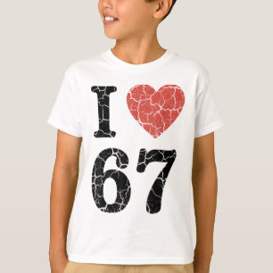 Retro I Love 67 Heart Number 67 Funny Meme Six Sev T-Shirt