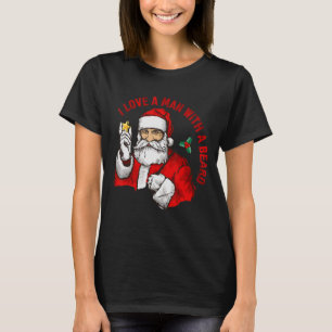 Retro I Love A Man With A Beard Cute Santa Christ T-Shirt
