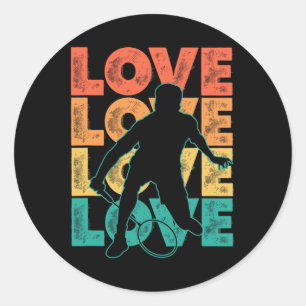 Retro I Love Badminton Theme Graphic Design Classic Round Sticker