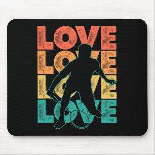 Retro I Love Badminton Theme Graphic Design Mouse Mat