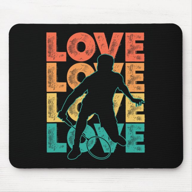 Retro I Love Badminton Theme Graphic Design  Mouse Mat (Front)