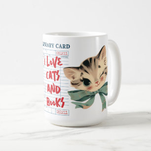 Retro I Love Cats and Books Coffee Mug