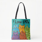 Retro i Love Cats Budget Tote Bag