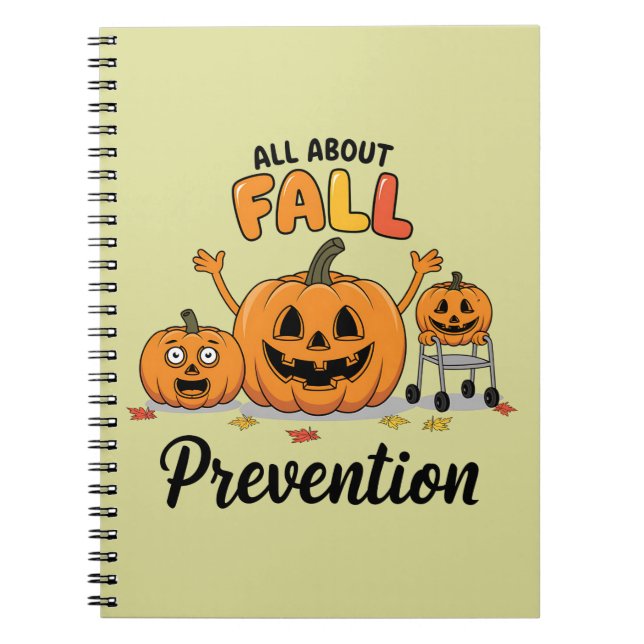 Retro I Love Fall Prevention Fall Occupational  Notebook (Front)