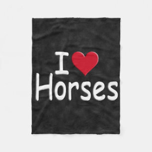 Retro I love Horses Fleece Blanket