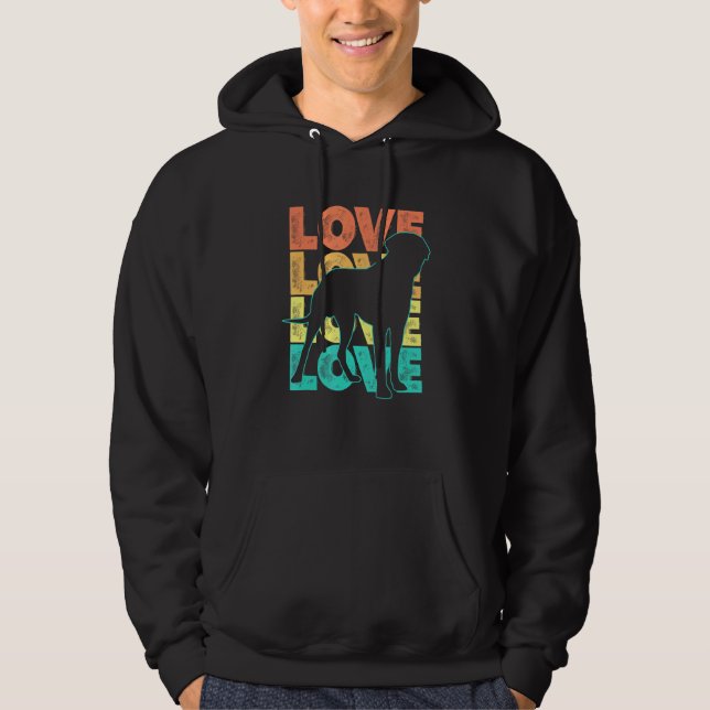 Retro I Love My English Mastiff Dog Theme Design Hoodie (Front)