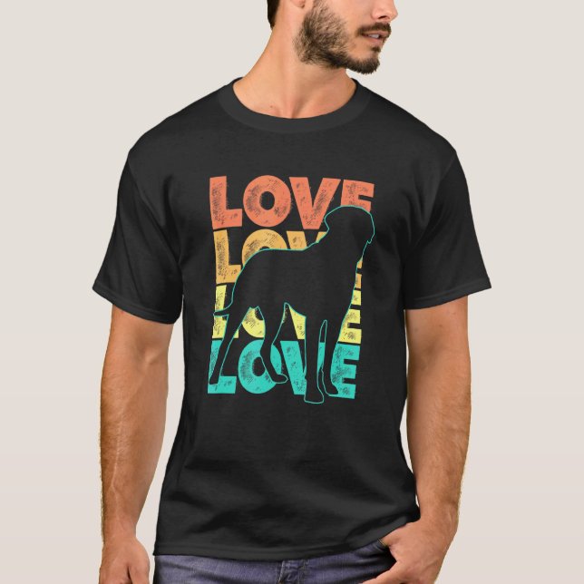 Retro I Love My English Mastiff Dog Theme Design T-Shirt (Front)