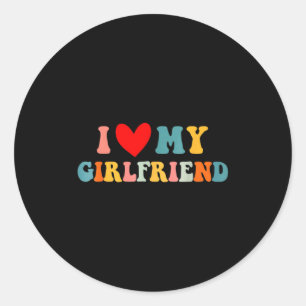 Retro I Love My Girlfriend I Heart My Girlfriend V Classic Round Sticker