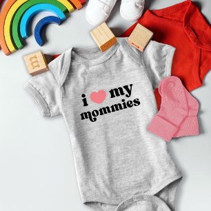 Retro I Love My Mommies Queer Moms Heart Baby Body Bodysuit