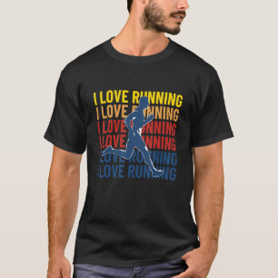 Retro I Love Running Women Men Marathon Jogging Ru T-Shirt