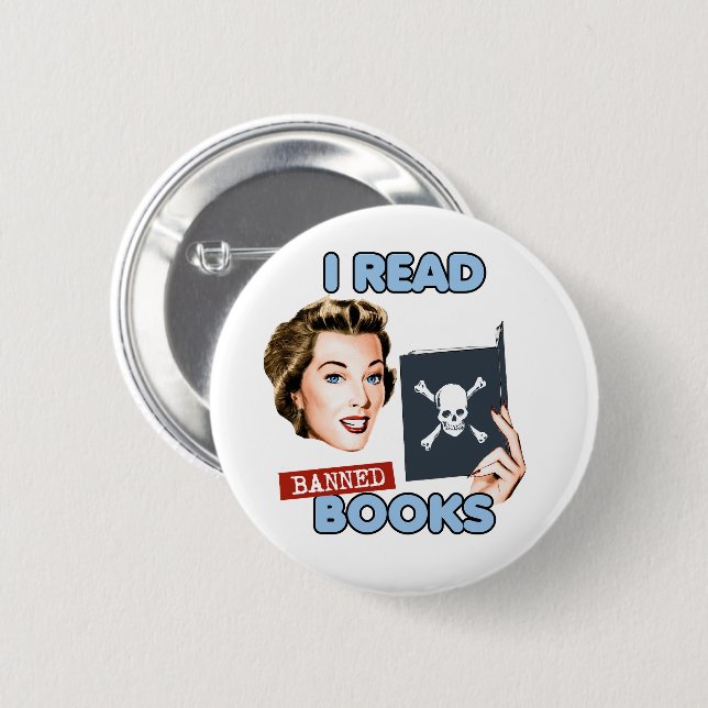 Retro I read banned books 6 Cm Round Badge (Front & Back)