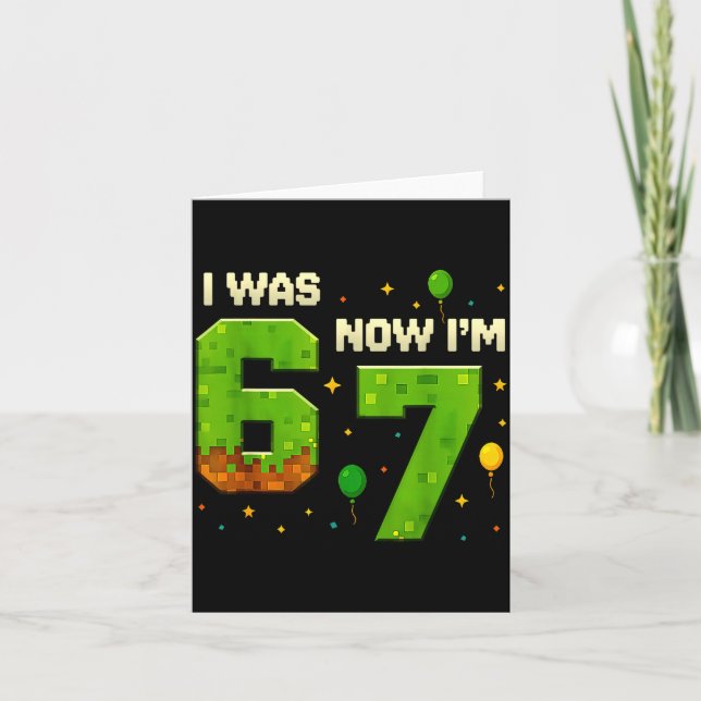 Retro I Was 6 Now I'm 7 Birthday Gift For Boys Kid Card (Front)