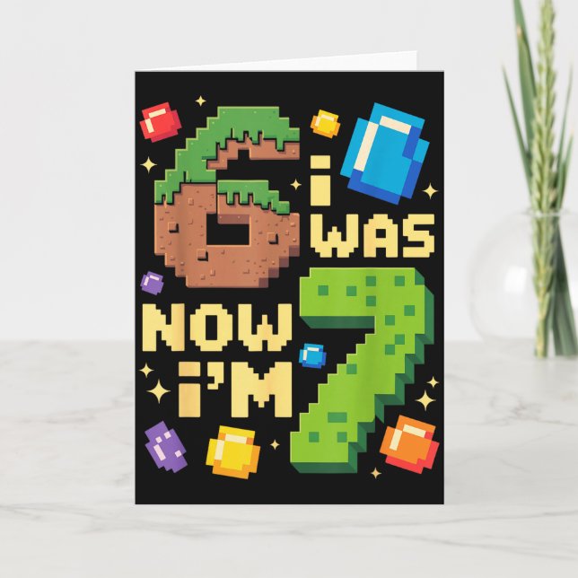 Retro I Was 6 Now I'm 7 Birthday Gift For Boys Kid Card (Front)