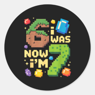 Retro I Was 6 Now I'm 7 Birthday Gift For Boys Kid Classic Round Sticker