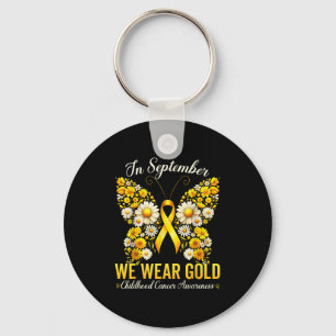 Retro I Wear Gold For Childhood Cancer Awareness B Key Ring