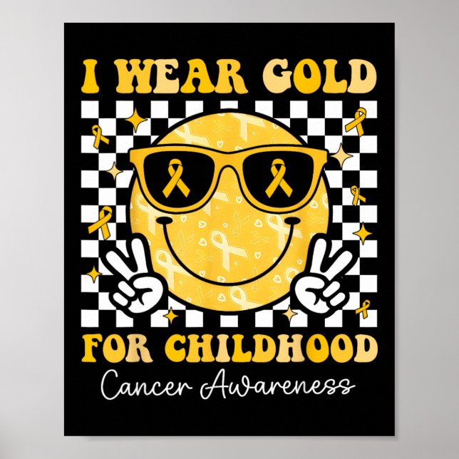 Retro I Wear Gold For Childhood Cancer Awareness G Poster (Front)