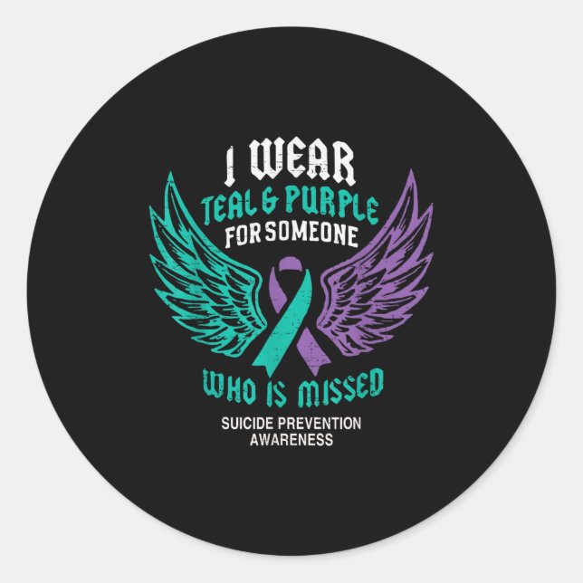 Retro I Wear Teal &amp; Purple For Someone Who Is  Classic Round Sticker (Front)