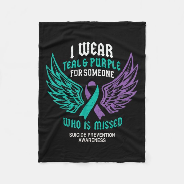 Retro I Wear Teal &amp; Purple For Someone Who Is  Fleece Blanket (Front)