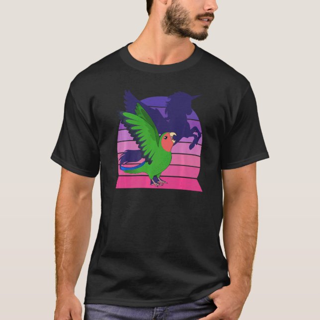 Retro I Winged Unicorn I Screaming Rosy faced Gree T-Shirt (Front)
