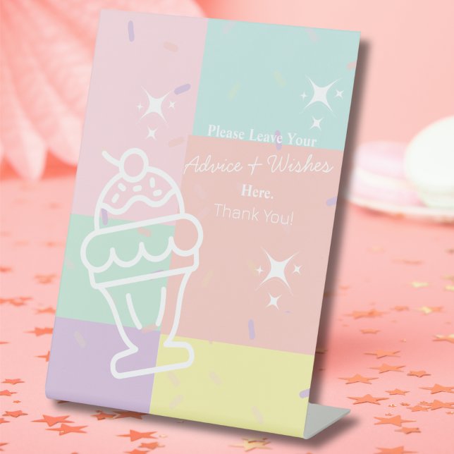 Retro Ice Cream Advice & Wishes Pedestal Sign (Retro Ice Cream Advice & Wishes Pedestal Sign)