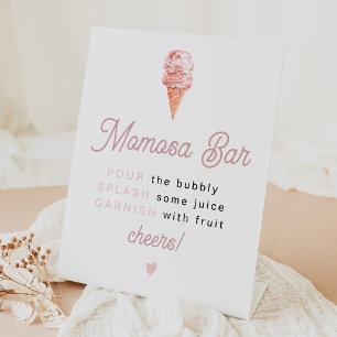 Retro Ice Cream Baby Shower Momosa Bar Pedestal Sign