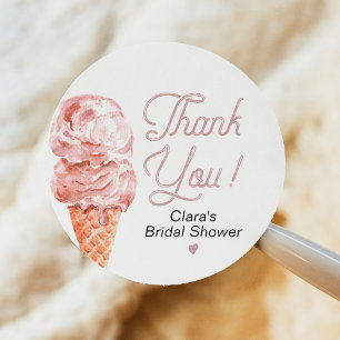 Retro Ice Cream Blush Bridal Shower Favour Classic Round Sticker