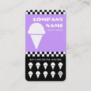 retro ice cream checkers punchcard loyalty card