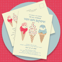 Retro Ice Cream Cone 60th Birthday Invitation