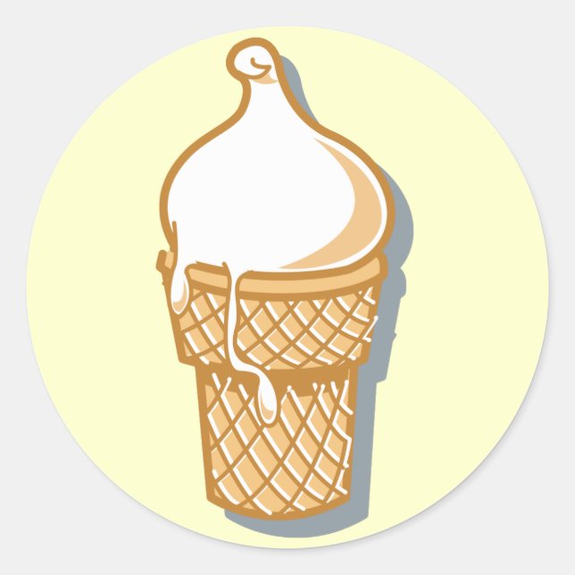 retro ice cream cone classic round sticker (Front)