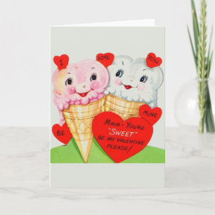 Retro Ice Cream Cone Valentine's Day Card
