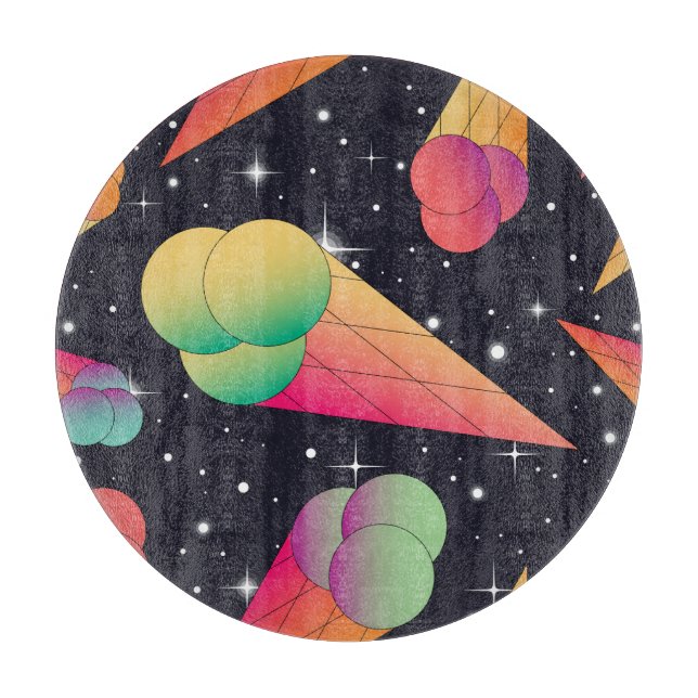 Retro Ice Cream, Cosmic Neon. Cutting Board (Front)