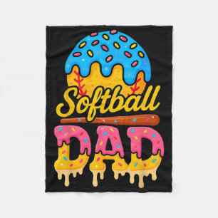Retro Ice Cream Drip Softll Dad Game Day Dad Fathe Fleece Blanket