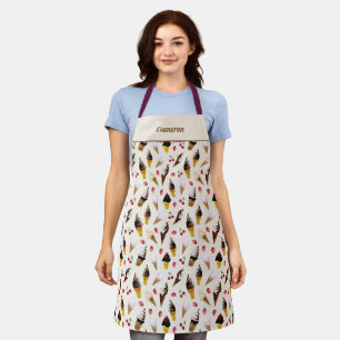 Retro Ice Cream Parlour Custom Hand-Illustrated Apron