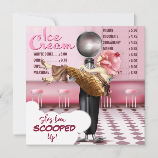 Retro Ice cream Parlour Scooped Up Bridal Shower Invitation (Front)