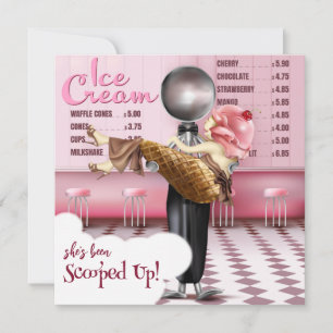 Retro Ice cream Parlour Scooped Up Bridal Shower Invitation