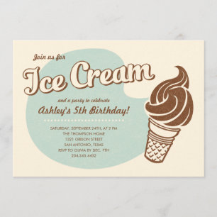 Retro Ice Cream Party Invitations