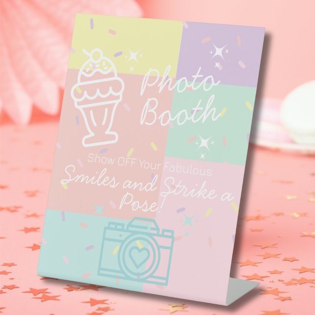  Retro Ice Cream Photo Booth Pedestal Sign (Retro Ice Cream Photo Booth Pedestal Sign)