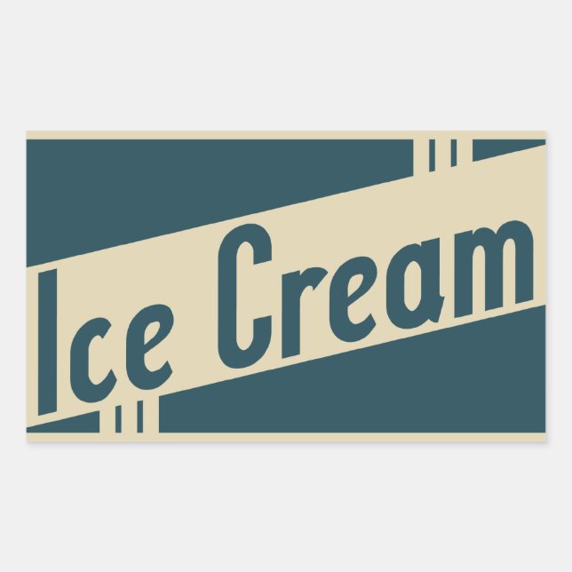 retro ice cream rectangular sticker (Front)