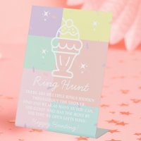 Retro Ice Cream Ring Hunt Game Pedestal Sign