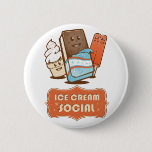 Retro Ice Cream Social 6 Cm Round Badge