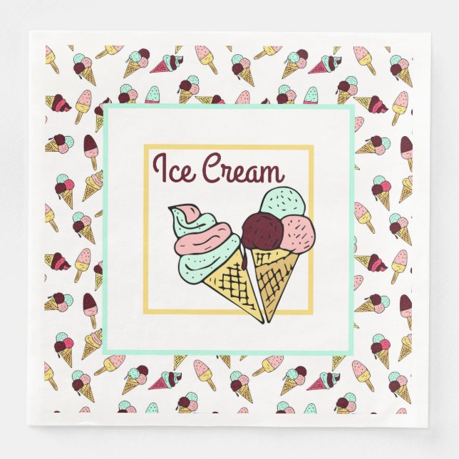 Retro Ice Cream Social Napkin (Front)
