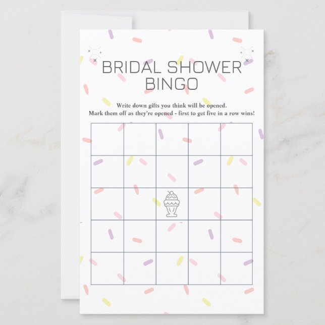 Retro Ice Cream Sundae Bridal Shower Bingo game (Front)