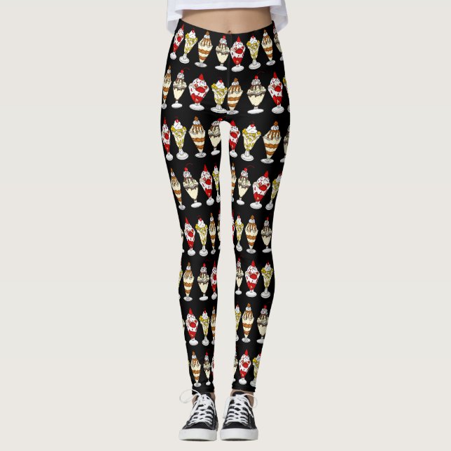 Retro Ice Cream Sundaes  Leggings (Front)