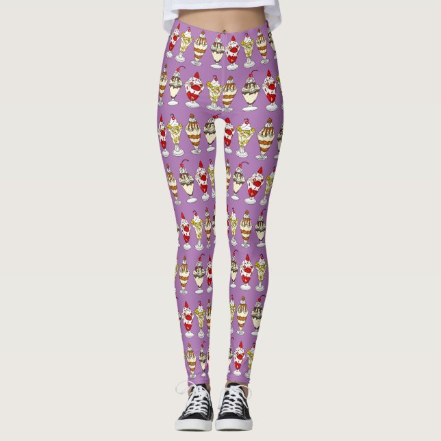 Retro Ice Cream Sundaes Leggings (Front)