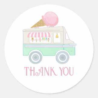 Retro Ice Cream Truck Birthday Party Classic Round Sticker