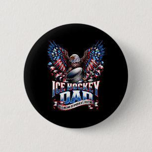 Retro Ice Hockey Dad Aamerican Flag Ice Hockey 6 Cm Round Badge