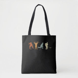 Retro Ice Hockey Player Centre Defence Hockey Tote Bag