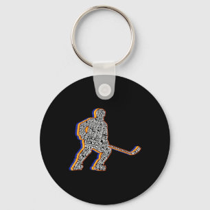 Retro Ice Hockey Player For Men Kids Boys Youth Te Key Ring